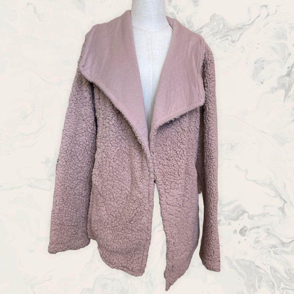MNY Marc New York Performance Faux Sherpa Cardigan - Size XL - Blush